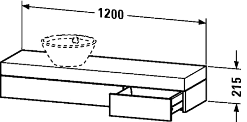 Slika od Fogo Console including drawer for wash bowls or semi-recessed washbasin