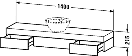 Slika od Fogo Console including drawer for wash bowls or semi-recessed washbasin