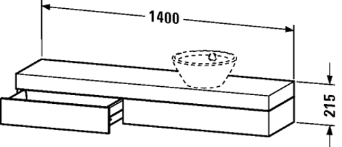 Slika od Fogo Console including drawer for wash bowls or semi-recessed washbasin