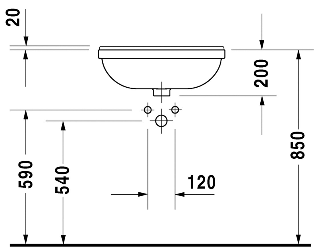 Slika od Starck 3 Semi-recessed washbasin 55