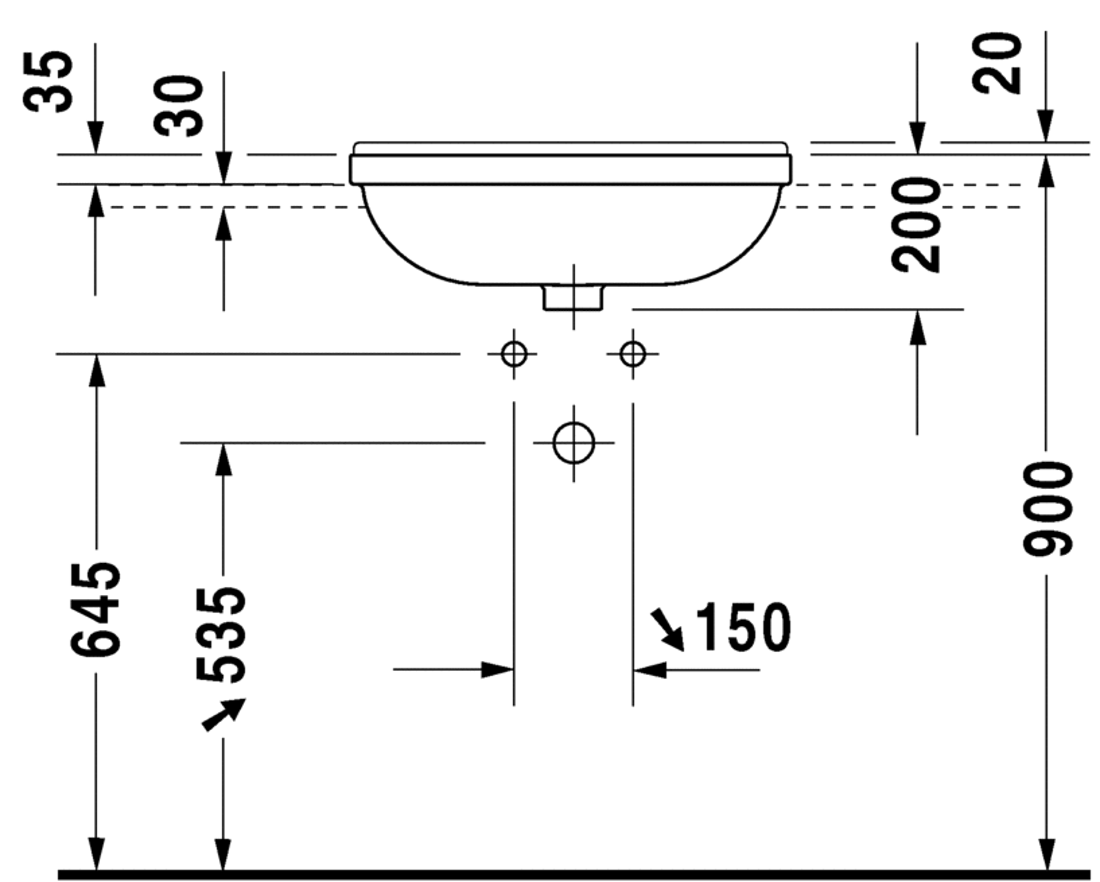 Slika od Starck 3 Semi-recessed washbasin 55