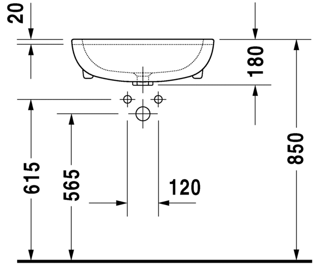 Slika od D-Code Semi-recessed washbasin 55