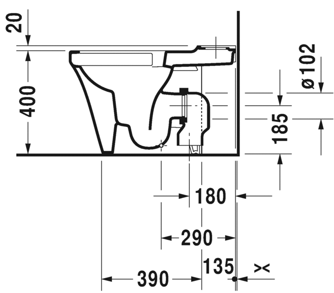 Slika od P3 Comforts Toilet close-coupled Duravit Rimless®