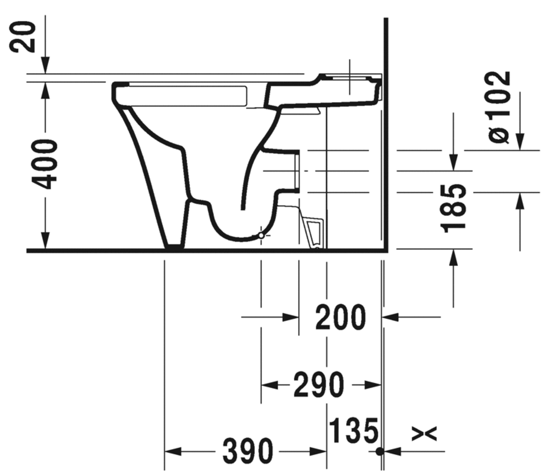 Slika od P3 Comforts Toilet close-coupled Duravit Rimless®