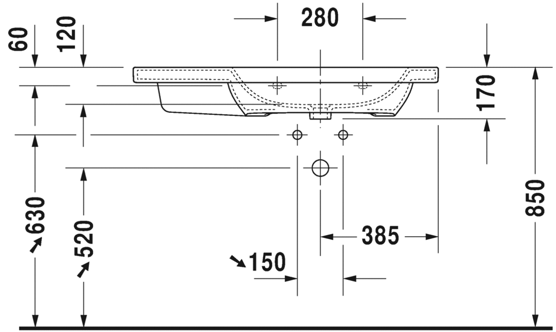 Slika od DuraStyle Washbasin, furniture washbasin asymmetric 100