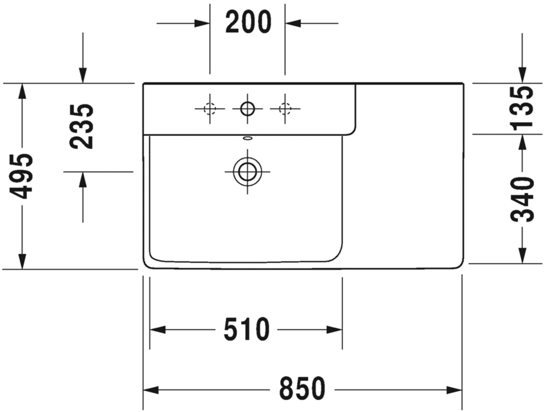 Slika od P3 Comforts Washbasin, furniture washbasin asymmetric 85