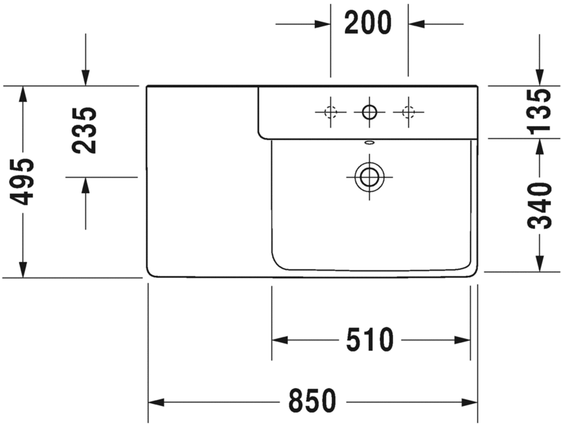 Slika od P3 Comforts Washbasin, furniture washbasin asymmetric 85