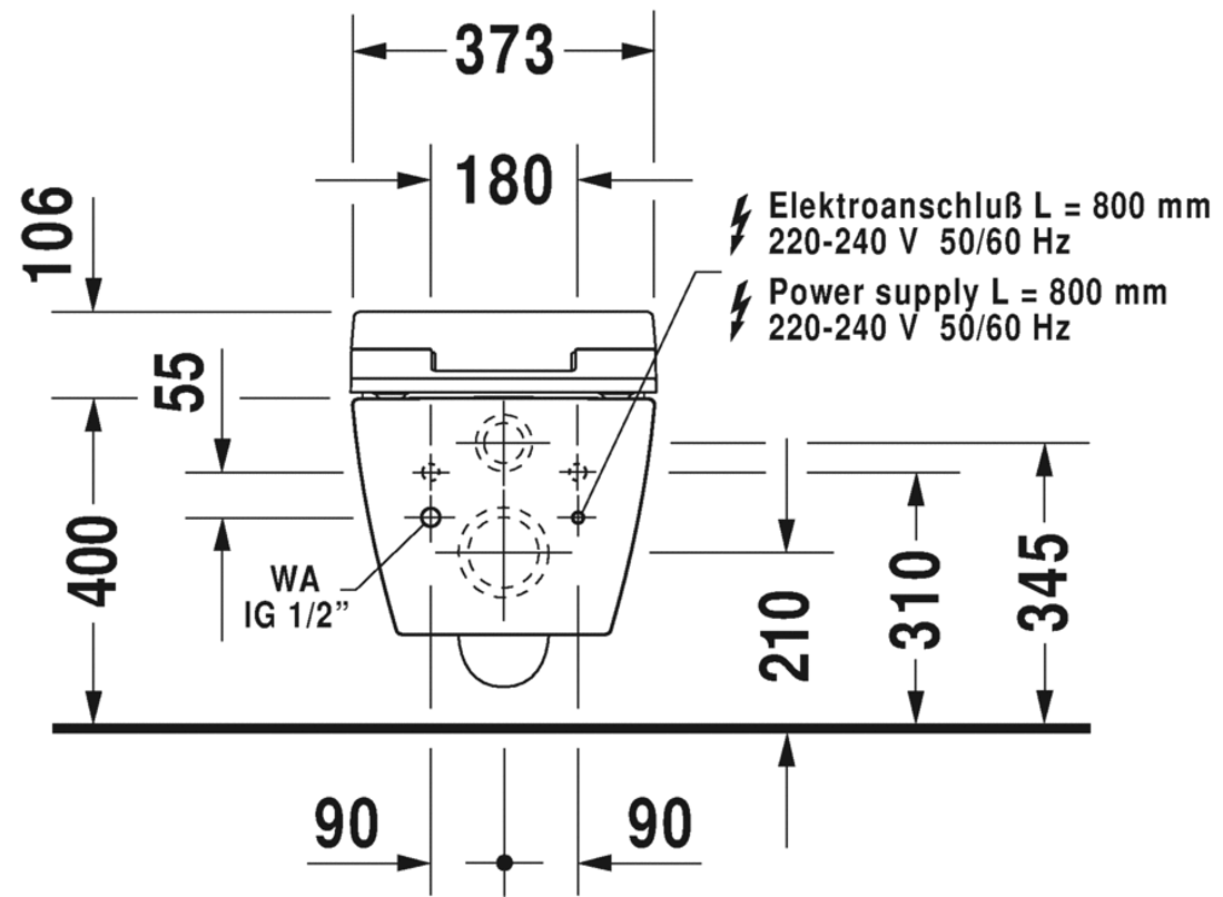 Slika od ME by Starck Toilet wall mounted Duravit Rimless®