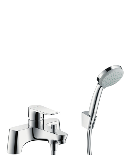 Slika od Metris 2-hole rim mounted bath mixer with diverter valve and Croma 100 Vario hand shower