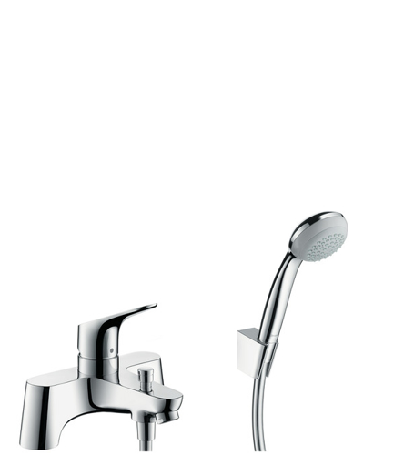 Slika od Focus 2-hole rim mounted bath mixer with diverter valve and Crometta 85 1jet hand shower