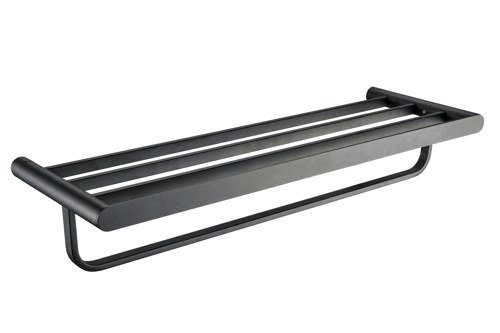 Slika od SS POLICA SA DRŽAČEM ZA PEŠKIR MAT CRNA