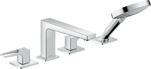 Picture of Metropol 4-hole rim mounted bath mixer with loop handles for Secuflex