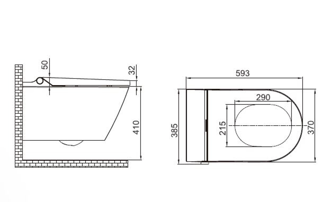 Slika od E420  konzolna smart wc šolja sa bide funkcijom  Luxury version 593x370x350  mat black