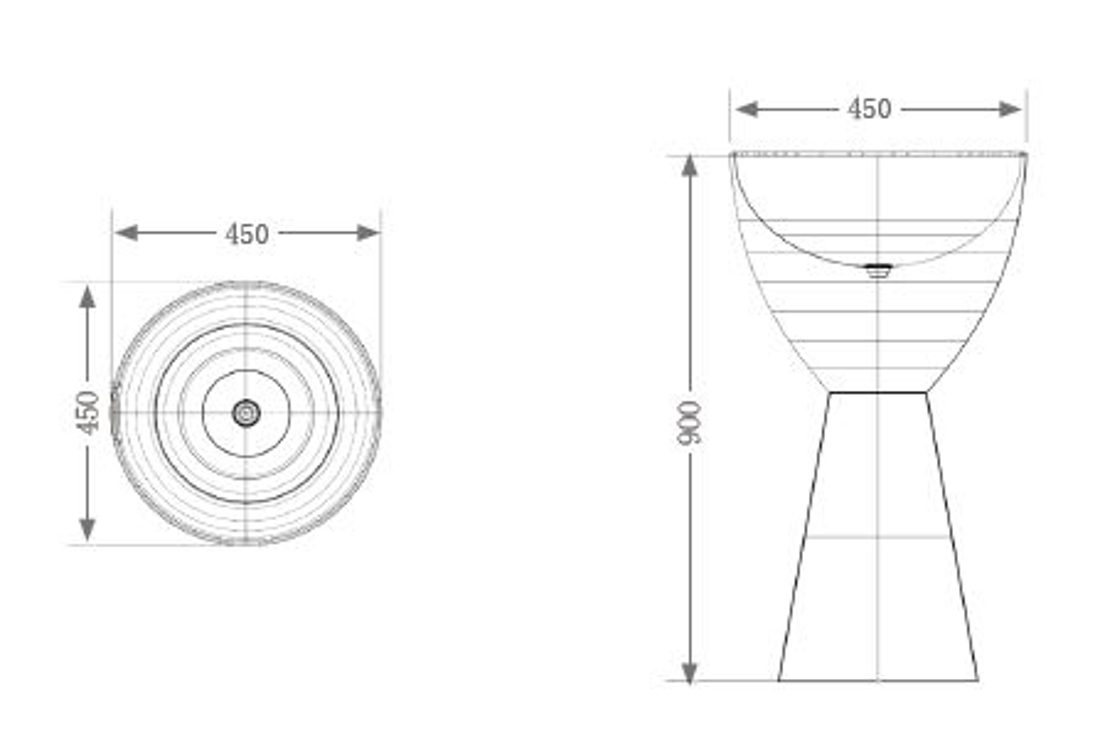 Slika od UVIO TRANSPARENTNI SAMOSTOJEĆI NARANDŽASTI UMIVAONIK 450X450X900