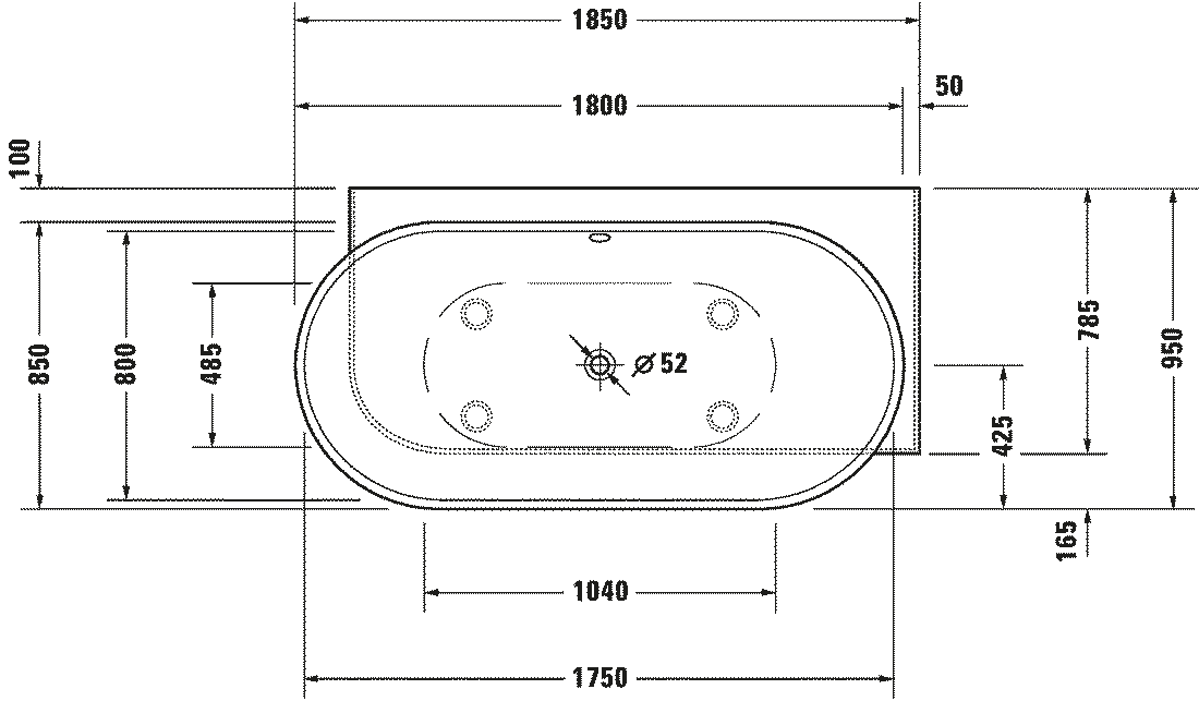 Slika od DURAVIT LUV BATHTUB 1850 X 950 mm DESNA