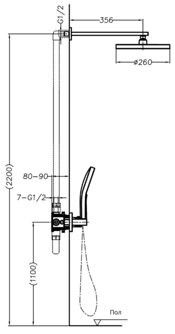 Slika od XO TERM TUŠ SET ZA KABINU GUN METAL (2 FUNKCIJE)