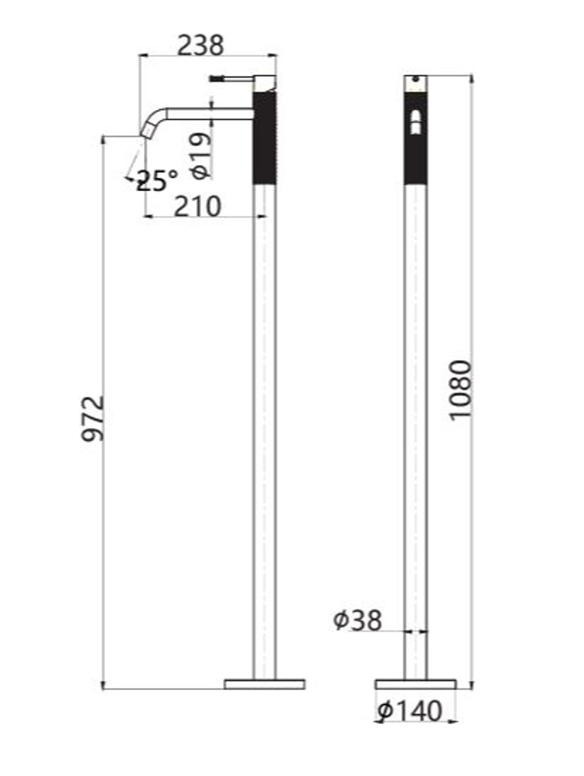 Slika od LIRIO SLAVINA ZA UMIVAONIK SAMOSTOJEĆA GUN METAL