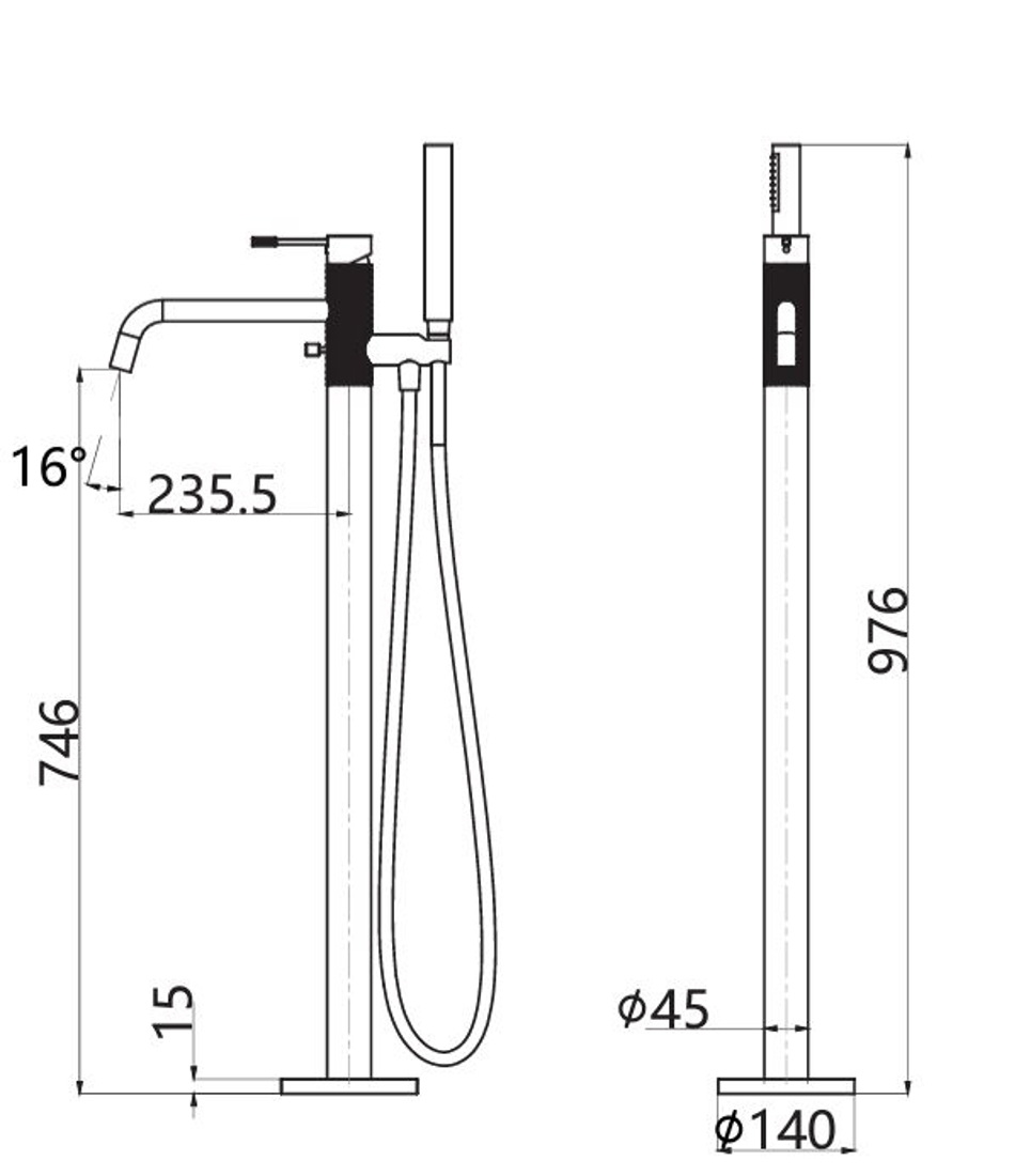 Slika od TAVIO SLAVINA ZA KADU SAMOSTOJEĆA GUN METAL