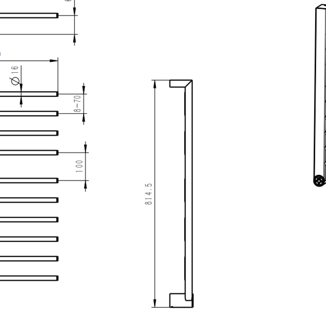 Slika od 304 Electric Towel Rack 820x450 mm Gun Metal