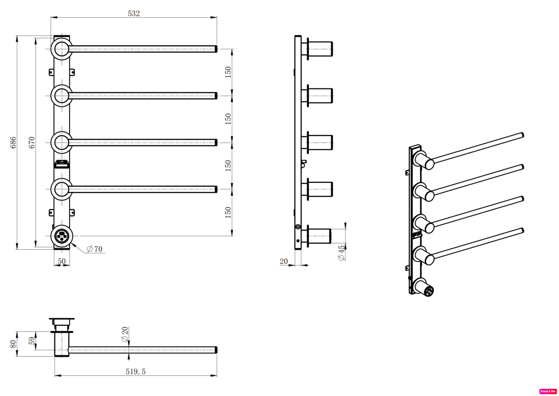 Slika od LINE SUŠAČ ZA KUPATILO 530X665MM HROM