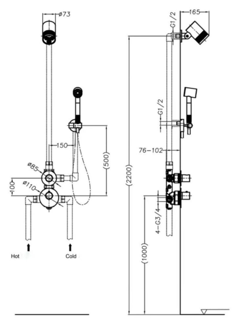 Slika od ZERO 2 SERIES TERM.TUŠ SET GUN METAL
