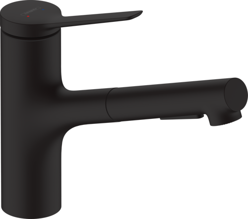 Slika od HG kuhinjska slavina Zesis M33 150 mat crna , pull-out spray, 2jet, sBox lite