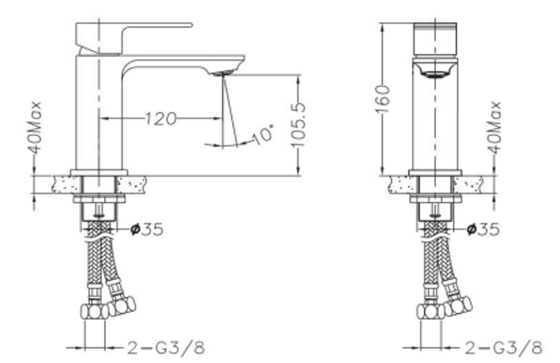 Slika od FUSION BATERIJA ZA UMIVAONIK CRNA 160