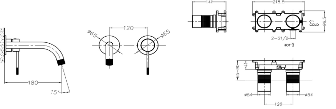 Slika od MINIMALIST ZIDNA SLAVINA ZA LAVABO CRNA MAT