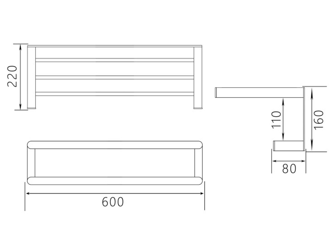 Slika od LIRIS DRŽAČ PEŠKIRA POLICA HROM 60 CM