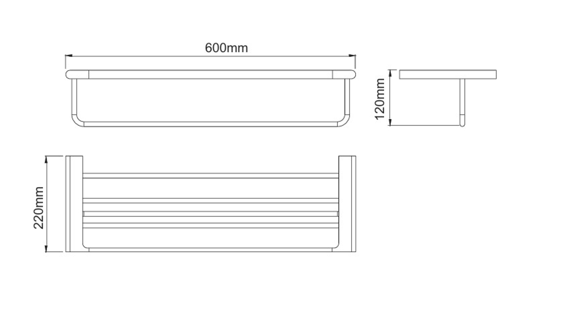 Slika od 25 SERIES DRŽAČ ZA PEŠKIR POLICA 60 CM MATT BLACK