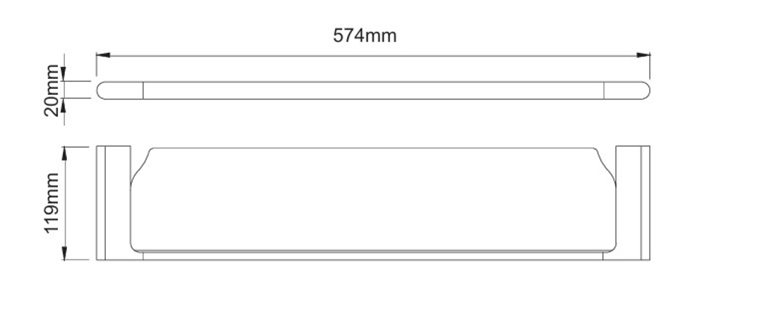 Slika od 25 SERIES TUŠ POLICA STAKLENA 57,4 CM MATT BLACK