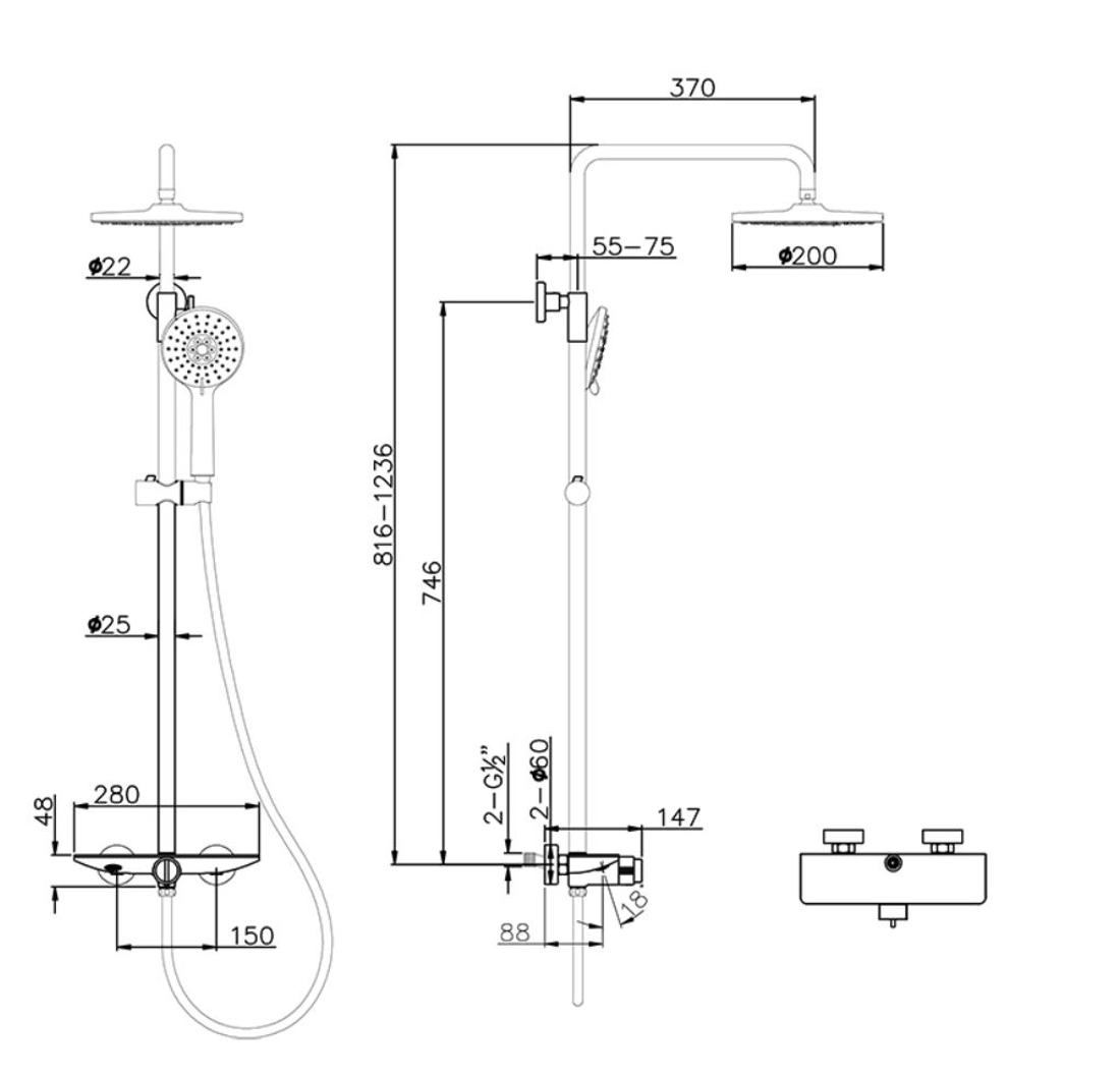 Slika od COOL SHOWERPIPE SA POLICOM BLACK CERAMIC