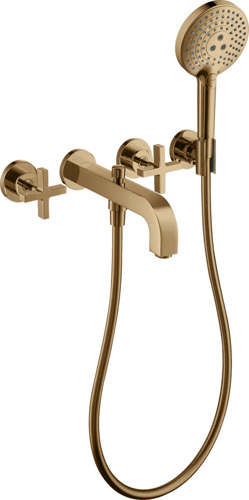 Slika od Citterio 3-hole bath mixer for concealed installation wall-mounted with cross handles and escutcheons