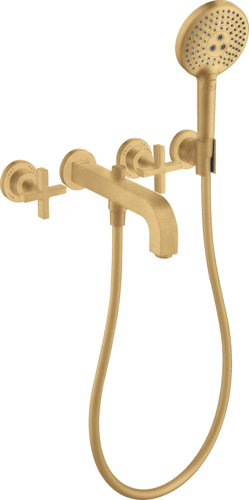 Slika od Citterio 3-hole bath mixer for concealed installation wall-mounted with cross handles and escutcheons