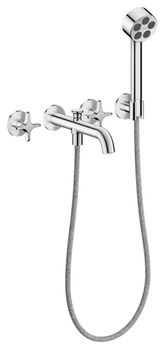 Slika od One 3-hole bath mixer for concealed installation wall-mounted with cross handles and hand shower