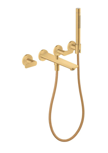 Slika od Citterio C 3-hole bath mixer for concealed installation wall-mounted with hand shower - cubic cut