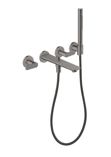Slika od Citterio C 3-hole bath mixer for concealed installation wall-mounted with hand shower - cubic cut
