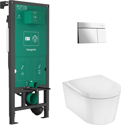 Slika od EluPura S WC Complete Set with iFrame universal concealed cistern, iFrame Element E flush plate and EluPura WC-Seat