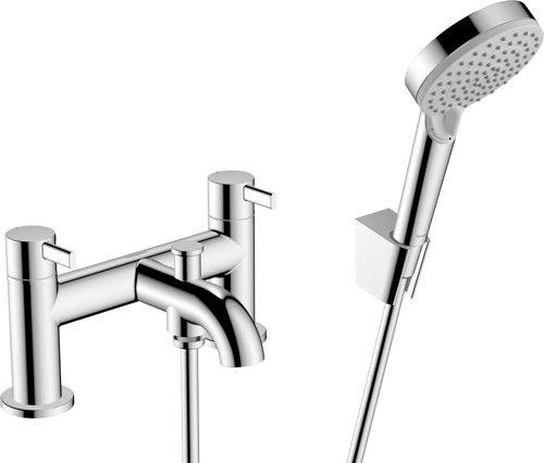Slika od Zesis S 2-hole rim mounted bath mixer with diverter valve and Vernis Blend hand shower Vario