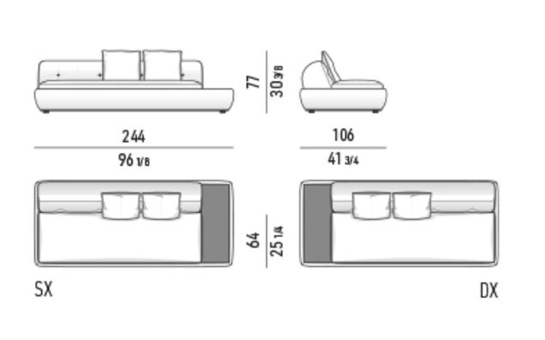 Slika od OAZA SOFA SA STOCICEM LEVO 244*106*h64 cm NUBUCK