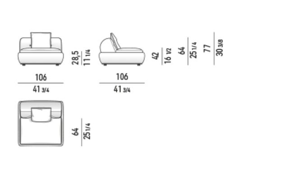 Slika od OAZA SOFA BEZ RUKON. 106*106*h64 cm NUBUCK