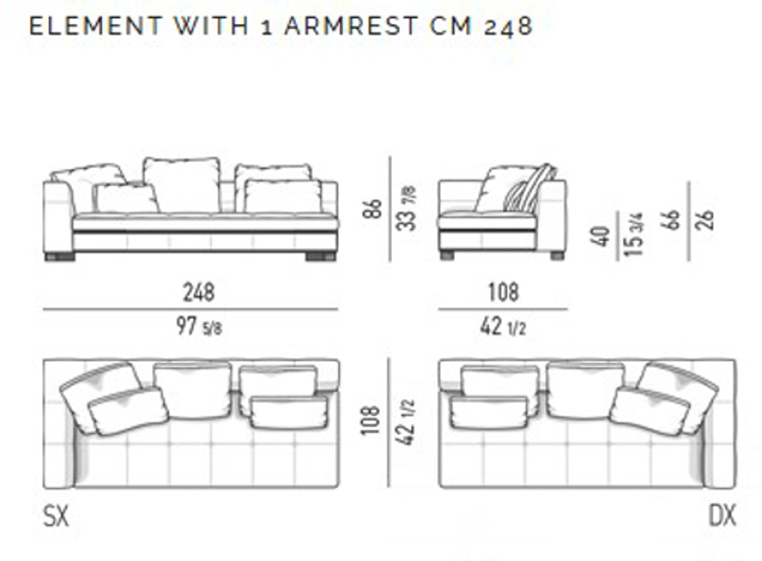 Slika od HARMONIA SOFA LEVI UGAO 250*110*h67 NU05 NUBUCK