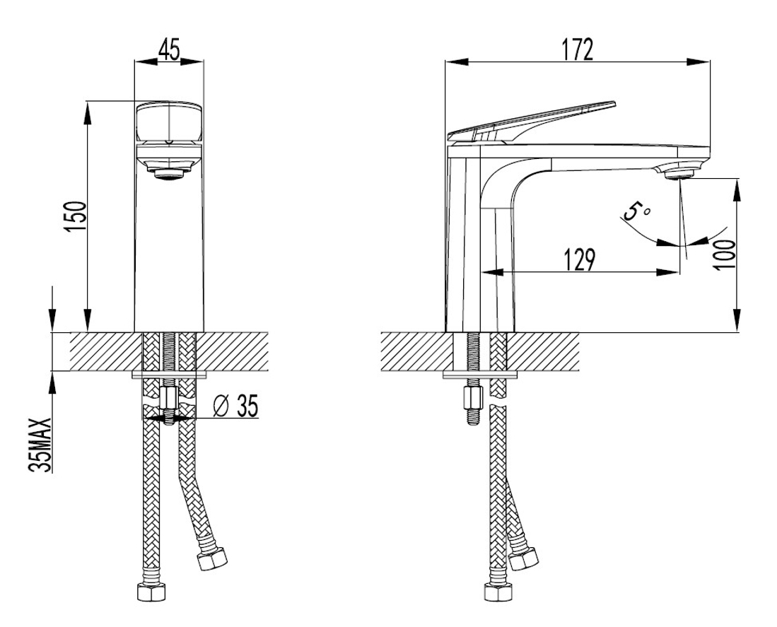 Slika od FENIX BATERIJA ZA UMIVAONIK GUNMETAL BEZ POP-UP ODLIVA