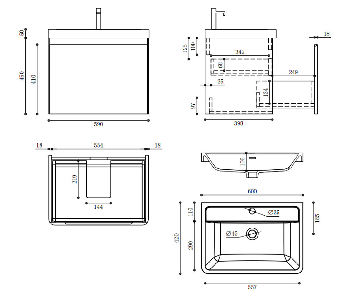 Slika od ANCONA KABINET WHITE 600X420X450 MM