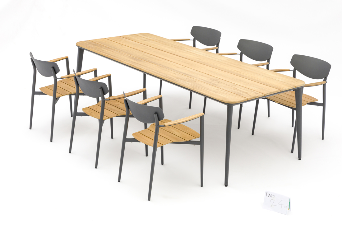 Slika od TIMO STO 2,4 m TEAK TOP, CHARCOAL LEGS