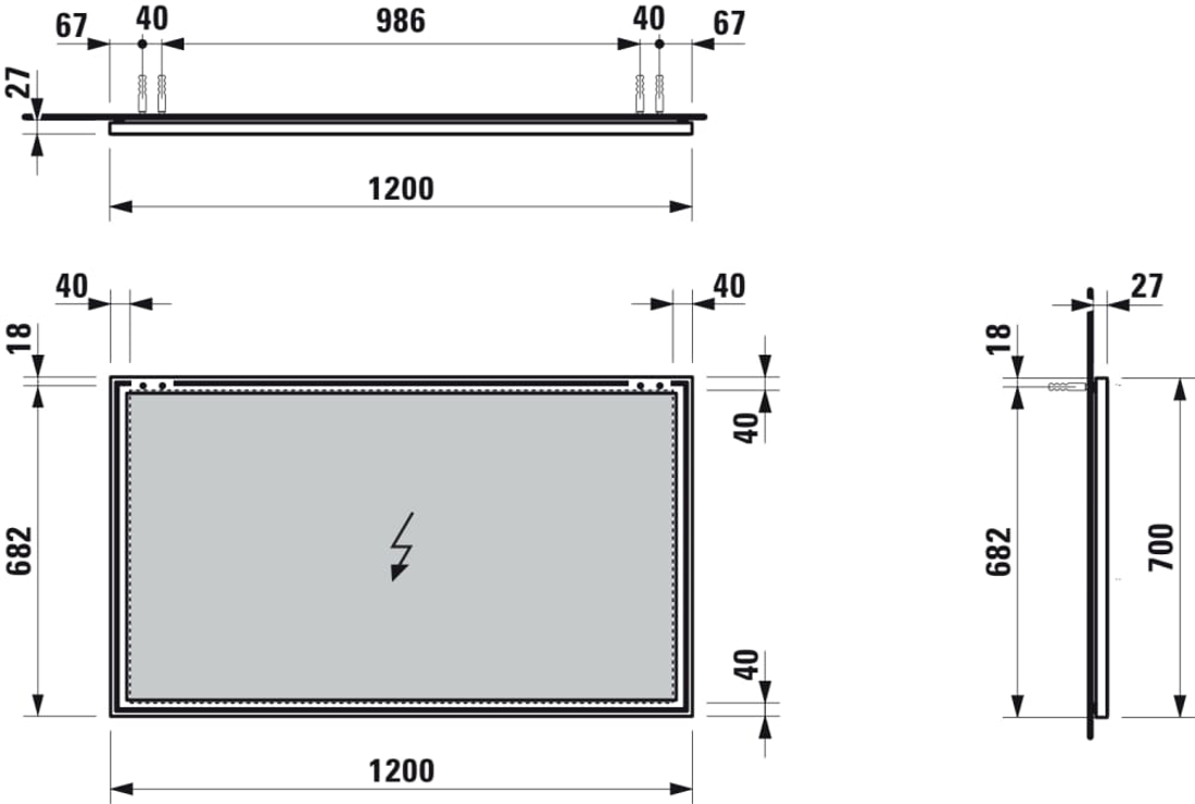 Slika od OGLEDALO SA ALU RAMOM 120X70