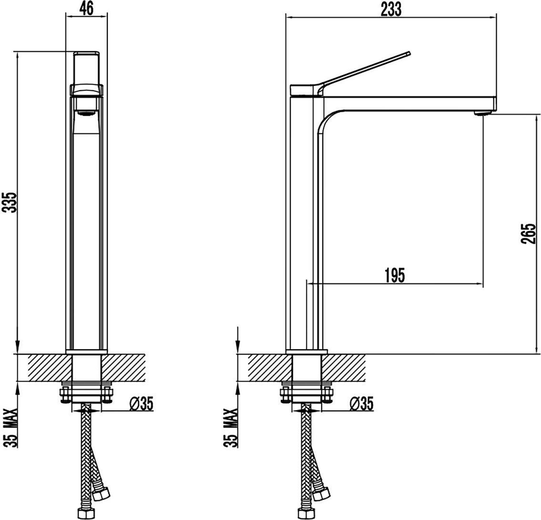 Slika od VISE BATERIJA ZA UMIVAONIK GUNMETAL BEZ POP-UP ODLIVA