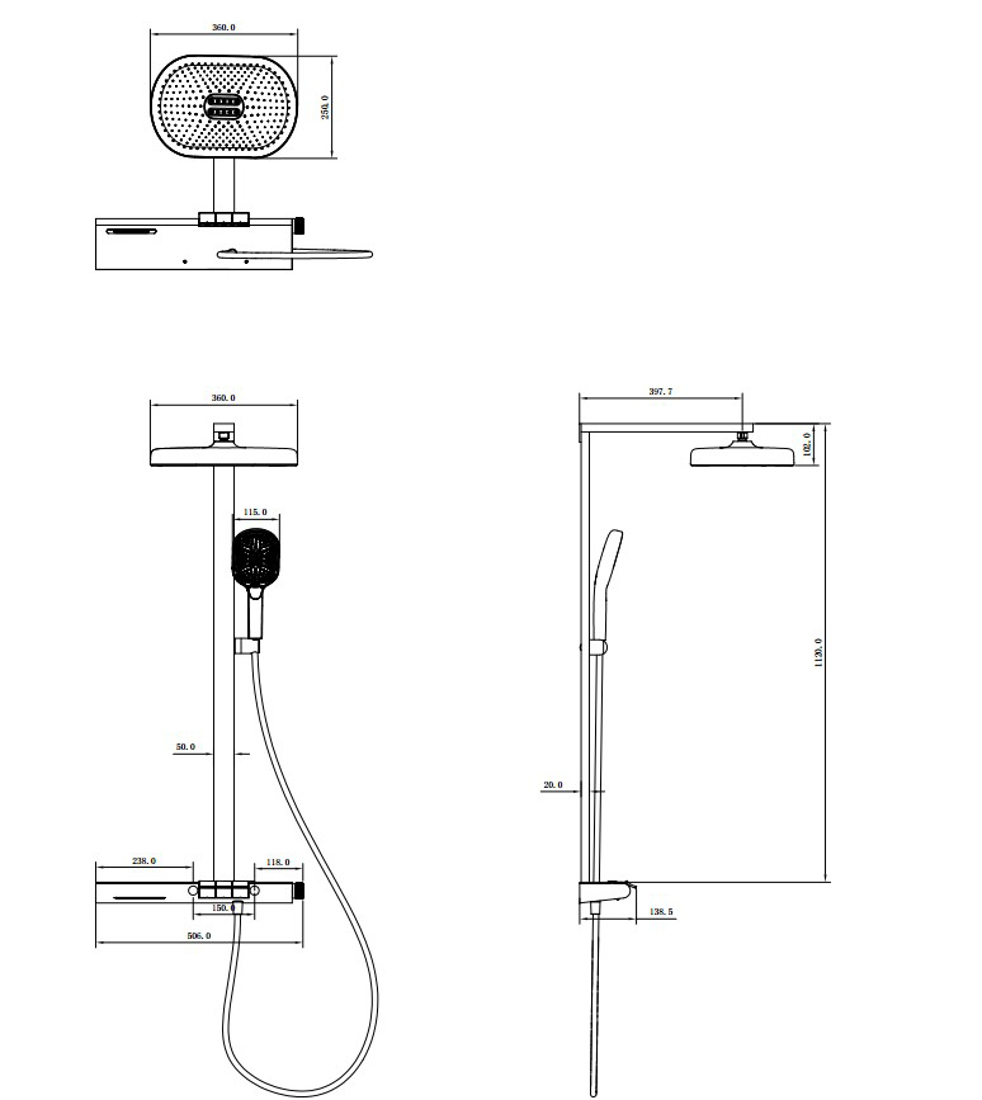 Slika od BRUCE SHOWERPIPE TERMOSTATSKI GUN GREY