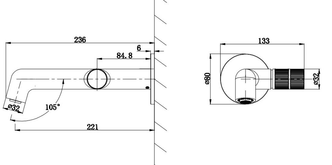 Slika od MOON ZIDNA BATERIJA ZA UMIVAONIK GUNMETAL