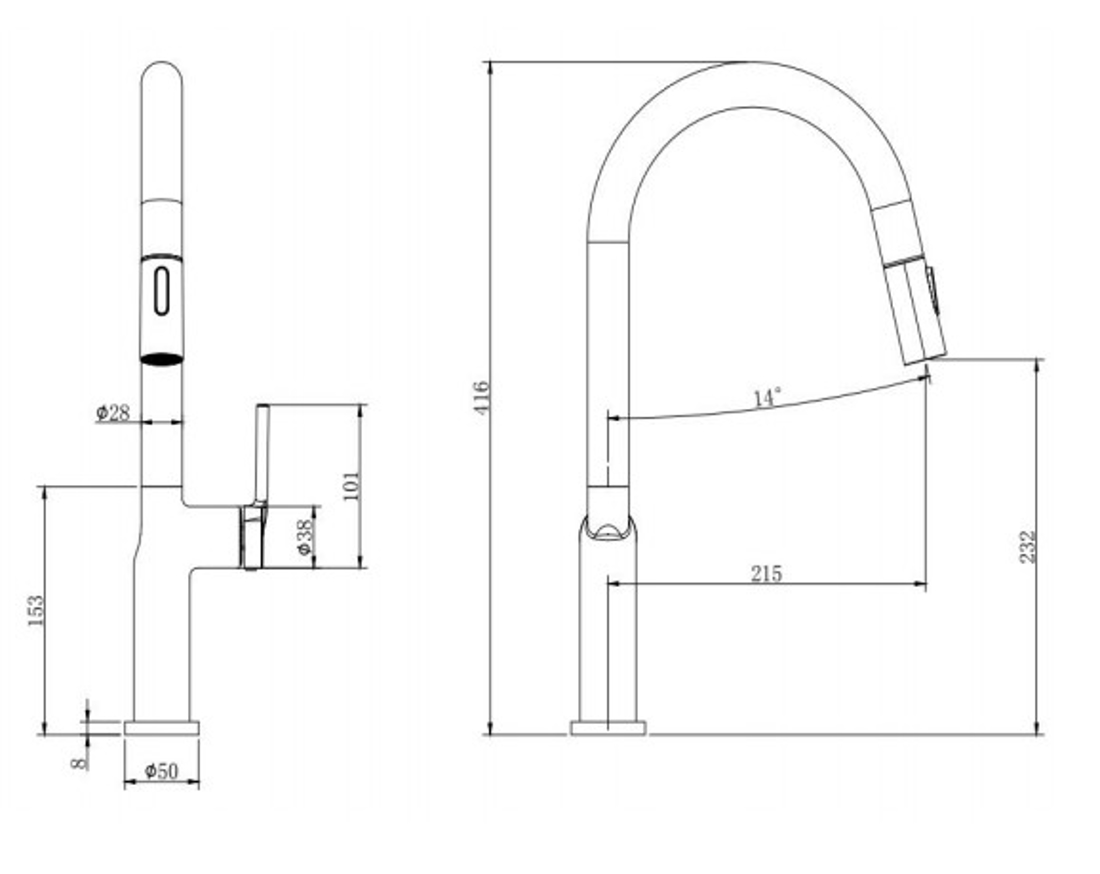 Slika od TORA KUHINJSKA SLAVINA SA TUSEM GUN GREY